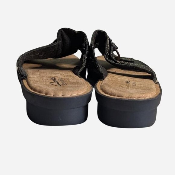 Clarks Bendables black leather slide sandals - Size 9.5. - Picture 3 of 5